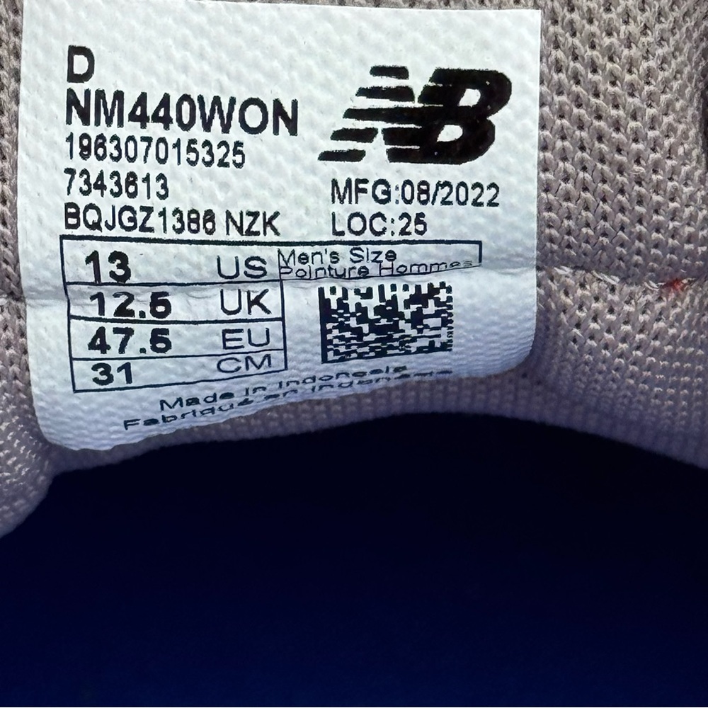 New Balance Numeric 440 Men’s Size 13 Blue Orange Skate Shoes NM440WON Gum Sole - Picture 9 of 11